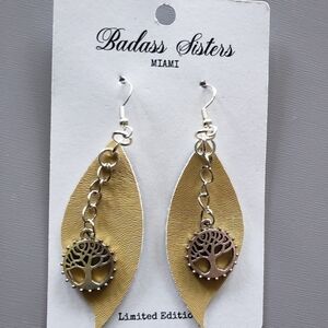 Tree of Life Earrings Faux Leather